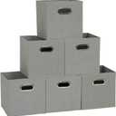 Household Essentials Foldable Fabric Storage Cubes 6-Pack  11x11x11 Stackable Non-Woven Bins with Chipboard Sides & Grommet Handles  Closet, Shelf, Nursery, or Office Organizer  Dove Gray