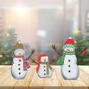 2 x CYNOSA 3Pcs Snowman Table Signs Christmas Decorations for Home Christmas Decor Winter Rustic Wooden Snowman Tabletop Centerpieces Block Signs Decorations for Xmas Holiday Party Indoor Home Decor