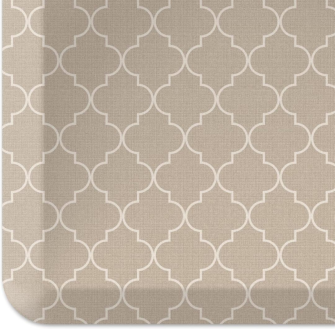 GelPro Anti-Fatigue Designer Comfort Kitchen Floor Mat, 20x32, Trellis Khaki Stain Resistant Surface with 3/4 Thick Ergo-Foam Core for Health and Wellness