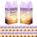Coume 50 Pcs Christian Godmothers Day Gifts Church Bags Bulk with Tissue 8.27 x 5.91 x 3.15 Inches Religious Bible Verse Baptism Paper Gifts Bags with Handles for Women Mom Church Party Favor