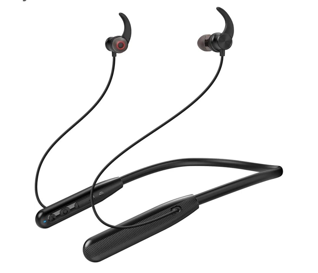 Rythflo Neckband Bluetooth Headphones, ENC IPX7 Sweatproof Sport Earbuds with AI-Enhanced Mic Vibration Call Alert, 50H Playtime Deep Bass Wireless Waterproof Earphones for Work Running Workout Gym