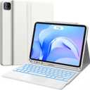 CHESONA Compatible for iPad Air 11 Inch (M4 2026/M3 2025/M2 2024)&Air 5th/4th Generation Case with Keyboard, Multi-Touch Trackpad, Detachable Keyboard with 7-Color backlighting, White