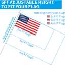 ZMTECH Flag Pole - Upgraded Bracket, (2 Packs) 6 FT Stainless Steel Flag Poles for Outside House, Residential or Commerical, Tangle Free Flag Pole Kit for American Flag (Without Flag, White)