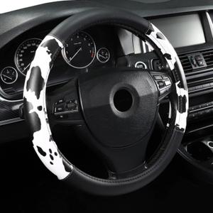 Cow Print Steering Wheel Cover, Universal 15 Inch Cute Steering Wheel Cover for Women, Breathable Anti-Slip Car Steering Wheel Protector, Fashion Auto Interior Accessories for Cars, SUVs & Trucks