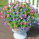 Ivydale Artificial Faux Pansies Plants Flowers for Outdoor Outside Fall Decor, 12 Bundles UV Resistant Look Real Fake Silk Colorful Mums for Home Planter Front Door Porch Patio Decoration (Purplepink)