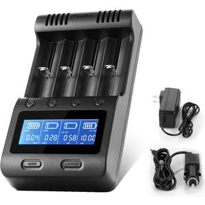Zanflare C4 LCD Display Speedy Universal Smart Battery Charger,Battery Capacity Analyzer for Rechargeable Batteries, aa Battery Charger, 18650 Battery Charger