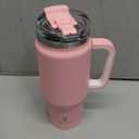 Meoky 32 oz Tumbler with Handle, Insulated Tumbler with Lid and Straw, Stainless Steel Travel Mug, Keeps Cold for 24 Hours, 100% Leak Proof, Fits in Car Cup Holder (Blush)