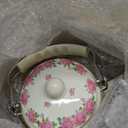 Tea Kettle Pot for Stove Top,Porcelain Large Enamel Teakettle,3.3L Colorful Teapot Floral Ceramic for Stovetop,Retro Classic Design (Ivory)