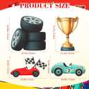 Honoson 4 Pcs Large 30" Racing Car Cardboard Cutouts Standup, Race Car Birthday Party Decorations Check Flag Trophy Tire Photo Booth Props for Photography Backdrop Baby Shower Party Supplies Yard Sign, 19.88 inches x 21.85 inches