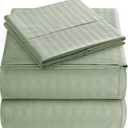 Twin Sheet Set - 3-Piece Striped Deep Pocket Twin Bed Sheets - Ultra-Soft & Wrinkle-Free Twin Size Bedding - Cooling Microfiber Twin Bed Sheet Set with 1 Fitted Sheet, 1 Flat Sheet, 1 Pillowcases