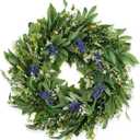 Wreaths for Front Door 22", Door Spring Wreath with Eucalyptus Olive Boxwood Leaves, Greenery Wreath Door Decoration for Spring Summer All Season Home and Outdoor