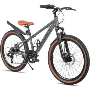 KEANO Huntaway 24 Inch Kids Bike for Boys & Girls Ages 8-12 Years 24" Hardtail Mountain Bike for Kids with Aluminum Frame and 7-Speed Drivetrain 24 inch Bicycle Grey