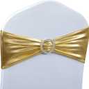 Spandex Chair Sashes - Babenest 50PCS Premium Stretch Cover Band with Buckle Slider Universal Elastic Chair Ties for Wedding Party Ceremony Reception Banquet Decoration (Metallic Gold)