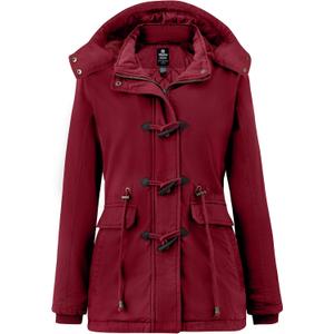 wantdo Women's Winter Thicken Jacket Cotton Coat with Removable Hood (XX-Large, Claret)