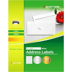 2 x VZCPYTPM Printable Address Labels,1" x 2-5/8" Sticker for Printer,300 Blank Label,Personalized Mailing,Return Address,Name Tag,Envelope Stickers for School Supplies,Home,or Office Use