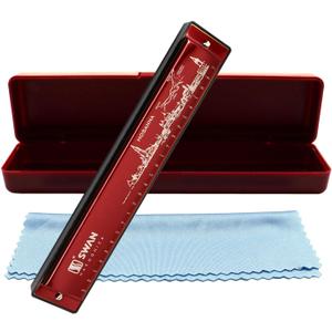 Harmonica Mouth Organ Harp Armonica 24 Hole Key of C Diatonic Polyphonic Blues Harmonica Professional Music Instrument for Students Adults Beginner Gift