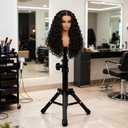 Wig Head Stand, Adjustable Mannequin Head Stand for Styling, Wig Stand Tripod for Cosmetology Hairdressing Training, with Wigs Caps, Comb, Storage Bag(COLOR:black)