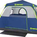 4 Person Instant Tent, Waterproof Pop Up Tents for Camping with Rainfly, 60 Seconds Easy Setup, Automatic Cabin Tent for Family Camping with Expandable Carry Bag & Upgraded Ventilation