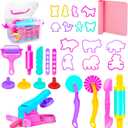 Playdough Tool Set for 2-8 Year Olds | 30-Piece Sensory Play Set with Animal Molds, Rolling Pin & Travel Storage Box | STEM Learning Toys for Preschool Classrooms | Birthday Gifts & Christmas Stuffers