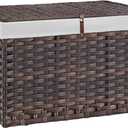180L Wicker Storage Basket with Lid, Handwoven Rattan Large Shelf Basket with Removable Liner, 47.6 Gallon Wicker Basket for Blanket, Storage Trunk with Handle for Closet, Bedroom, Livingroom, Brown (180 L(31.5 x17.72 x 19.68 Inches))