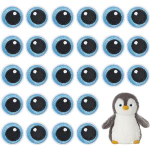 BENECREAT 15 Pairs Black and Blue Eyes Patch, Polyester Embroidery Cloth Iron on Patches, Cartoon Eyes Costume Accessories for Jackets Clothes DIY Accessories