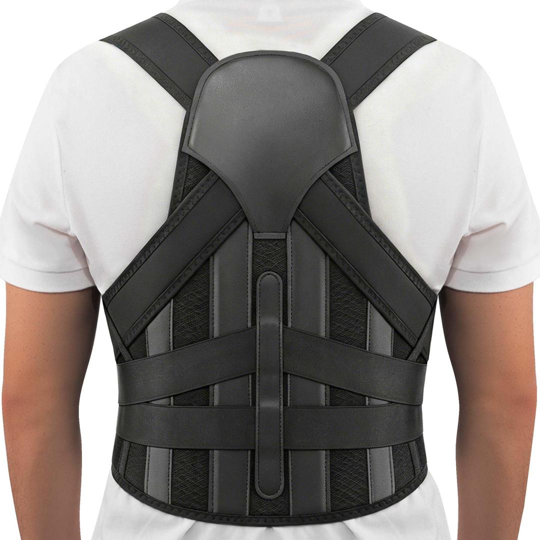 Back Brace Posture Corrector for Women and Men Comfortable Upper Support (Black, XXL)