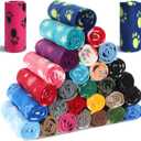 Chumia 28 Pieces Puppy Blanket Bulk Small Fleece Pet Blanket for Puppy Dogs Kitten Cats Pets Soft Warm Paw Print Sleep Mat Bed Covers, 28 Styles (15.75 x 23.63 Inch)