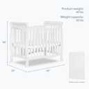 Dream On Me Violet 4-in-1 Convertible Mini Baby Crib in White, Pinewood, 1 Mattress Pad, 3 Mattress Heights, Converts to Mini Day Bed & Twin-Size Bed, GreenGuard Gold & BSA Certified