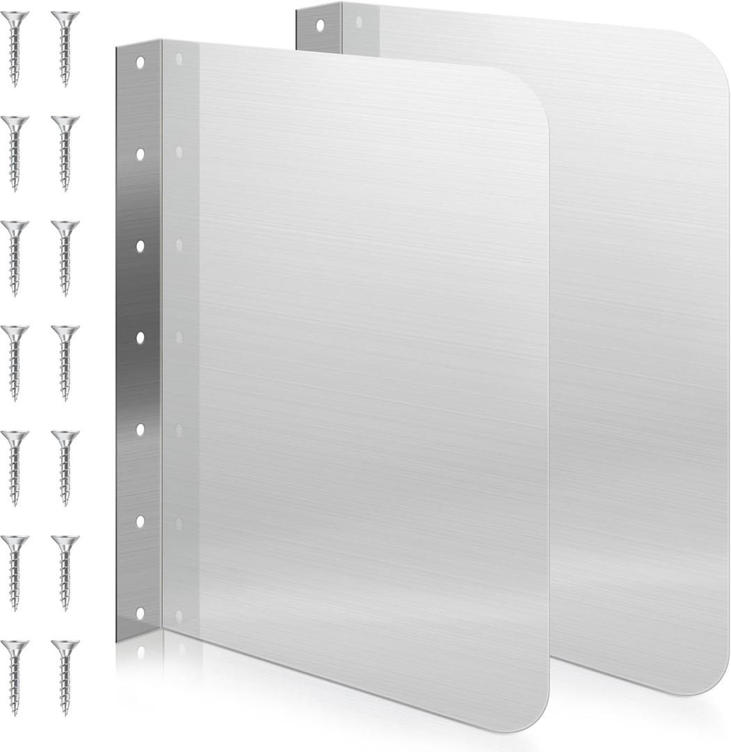 Therwen 2 Pcs Stainless Steel Side Splash Guard for Sink 15 x 20 Inch Wall Mount Guard with Screws Commercial Restaurant Hand Sink and Compartment Prep Sink Kitchen Sink Splash Protector Supply