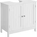 Pedestal Sink Storage Cabinet, Under Sink Cabinet with 2 Doors & Shelf, Under Bathroom Sink Cabinet, Pedestal Sink Storage for Bathroom, White