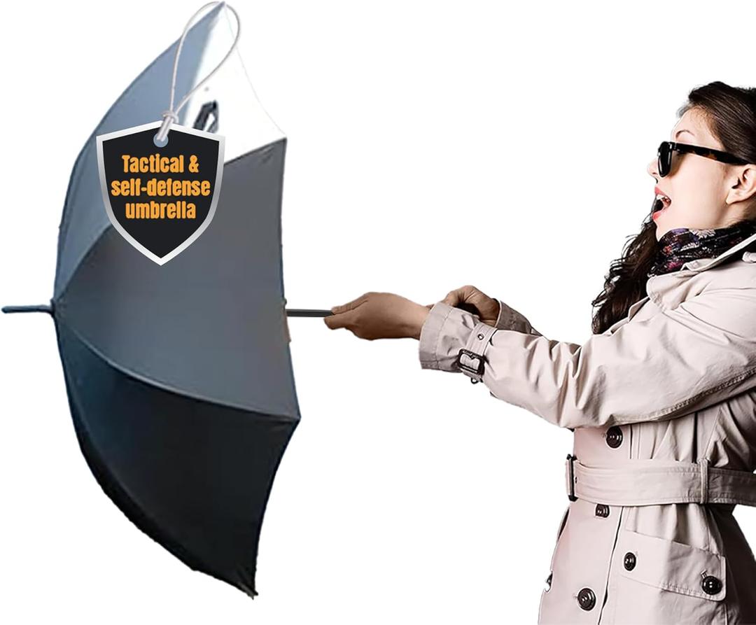 Uzi Tactical Self Defense Umbrella  Windproof Unbreakable Fiberglass with Carbide Tip - Lightweight, Large, Portable, Travel Umbrella for Men & Women  Combat-Ready for Rain, Snow & Wind
