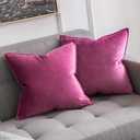 MIULEE Pack of 2 Decorative Velvet Throw Pillow Cover Soft Pillowcase Solid Square Eruo Sham Cushion Case for Sofa Bedroom Car 26x26 Inch Hot Pink