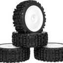 RC Station 17mm Hex RC Wheels and Tires 1/8 Scale RC Buggy Truggy Tires Wheels for Arrma Typhon 6S 3S Losi 8IGHT X/E 2.0 XT/XTE Tires and Wheels Preglue 4PCS