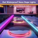 Neon RGB Rope Lights,IP67 Waterproof,Flexible Led Rope Lights,Control with App/Remote,Music Sync,for Gaming Room Living Bedroom Wall Decor (20FT)
