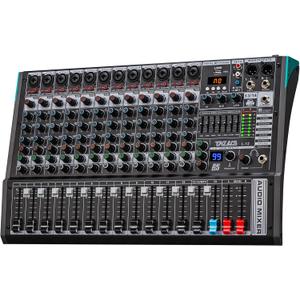 DJ Mixer, TKLBLS Professional 12 Channel Audio Mixer Board with 99-Bit DSP, Sound Board Mixing Console 7-Band EQ Output, USB Audio Interface, Bluetooth 48V Phantom Power For Karaoke Studio Streaming
