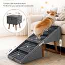 17" H Foldable Pet Steps for Sofa, Non-Slip Ramp Stairs(Charcoal)