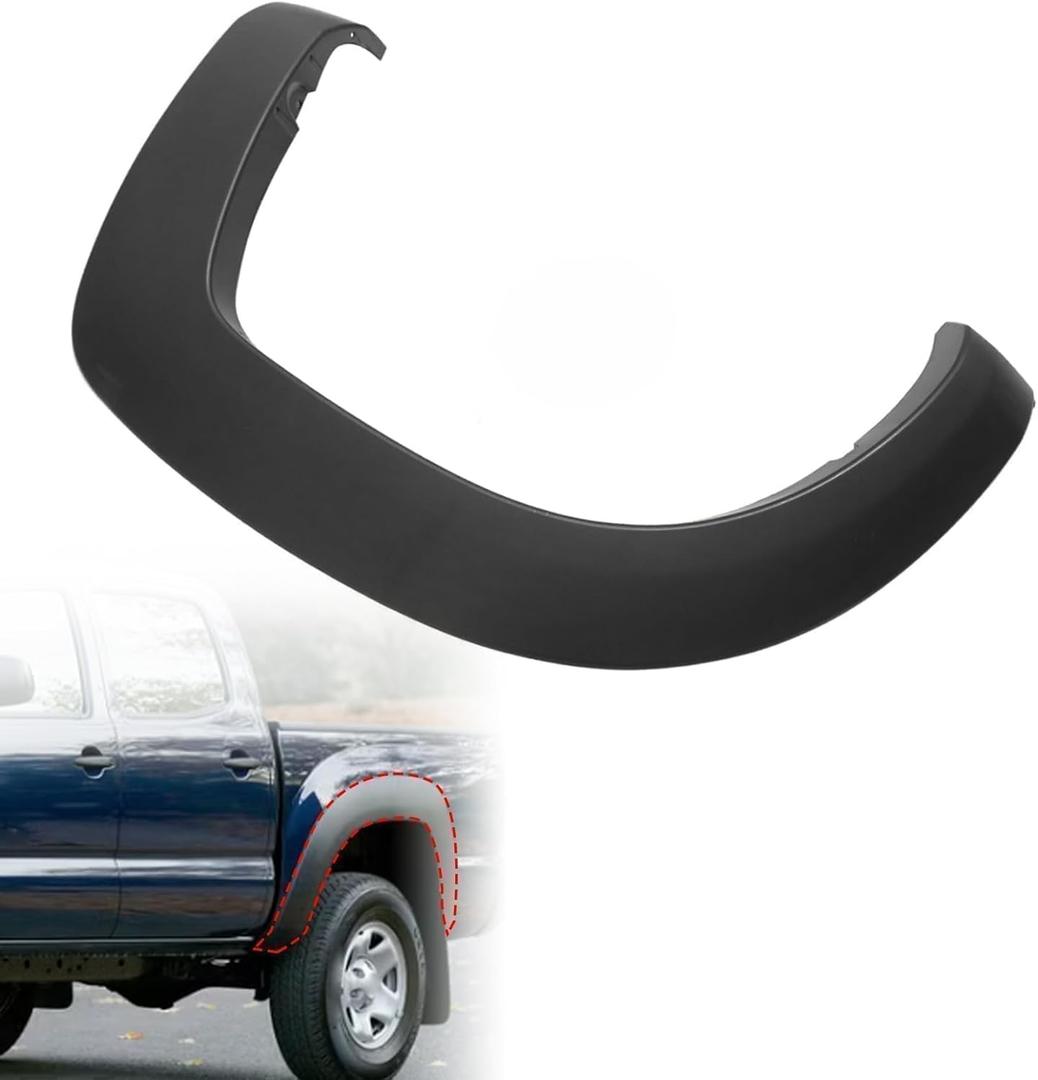Priprilod Black Rear Fender Flare Left Molding Trim Wheel Arch Compatible with Toyota Tacoma 2005-2015# 7587304050 TO1790109