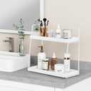 Forbena White 2 Tier Bathroom Organizer Countertop, Small Counter Top Organizer for Bathroom Decor, Modern Kitchen Counter Shelf for Snack, Vanity Makeup Organizers and Storage Tray for Bedroom
