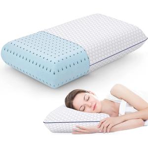 Memory Foam Pillows for Side, Back and Stomach Sleepers, Bed Pillow with Washable Cover and Breathable Mesh, Bed Pillow for Sleeping Standard Size (Grey)
