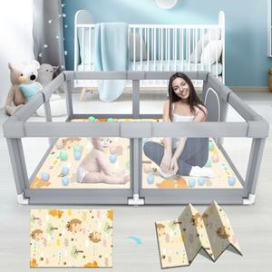 Fshibila Baby Playpen with Mat, Baby Playpens for Babies and Toddlers, BabyFence Play Pen for Indoor & Outdoor, Sturdy Safety Play Yard with Soft Breathable Mesh, 50 * 50 * 27 inches Grey Fshibila Baby Playpen with Mat, Baby Playpens for Babies and Toddlers, BabyFence Play Pen for Indoor & Outdoor, Sturdy Safety Play Yard with Soft Breathable Mesh, 50 * 50 * 27 inches Grey