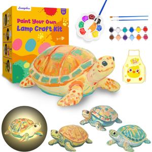 Paint Your Own Turtle Lamp Kit, Arts and Crafts for Kids Ages 8-12, Arts and Crafts for Kids 4-6, DIY Turtle Gifts for 10 Year Old Girl, Art Supplies for Girls Boys Birthday Ages 3 4 5 6 7 8 9 10 11+