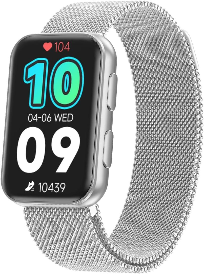 MorePro Health Fitness Tracker with Blood oxy-gen Monitor and 24/7 Heart Rate and Blood Pressure, Sleep Monitor, 120+ Sport Modes Waterproof Fitness Watch for Women Men Android iOS, Sliver (Silver)