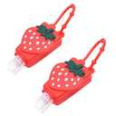 2Pcs Strawberry Empty Travel Hand Sanitizer Bottle, Silicone Sleeve Refillable Empty Squeeze Leakproof Flip Cap Keychain, Hand Soap Holder Cosmetic Containers, Refillable Portable Travel Containers