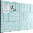 Bumusty Large Cork Board Alternative-48 x 36" Felt Bulletin Board Tiles, with 30 Pushpins, 70 Adhesive Tabs, Bold-Stripe 12-Pack, Cork Boards for Office Push Pin Board Felt Board-Aqua Blue