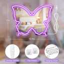 Butterfly Neon Sign Mirror, LED Neon Signs for Wall Decor, 15.7'' x 12'' Dimmable Neon Light for Teen Girls & Kids Birthday Party Gift, Neon Sign for Bedroom Decor, Wall Mirror, USB Powered (Purple)
