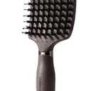 Boar Bristle Hair Brush for Women, Curved Vented Detangling Brushes for Wet& Dry Hair, Styling Paddle Massage Hairbrush for Slick Back, Volume and Shine,Ergonomic Handle for Comfortable Grip, Brown