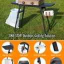 Upgraded Griddle Stand for Blackstone 22/17, Portable Blackstone Stand with Adjustable Legs, Side shelfs, Tool Hooks, Garbage Bag Holder & Paper Towel Holder, Grill Stand for Outdoor Cooking/Camping