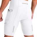 Men's Bike Shorts 3D Padded Cycling Road Biking Underwear Mountain Riding Biker Bicycle UPF 50+ Cycle Shorts Zipper Pockets(White,L)