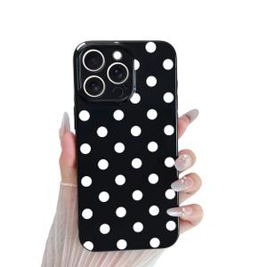 Skyseaco Compatible with iPhone 15 Pro Case Cute Polka Dot Phone Case Soft Slim TPU Shockproof Phone Cover Full Camera Protection for Women Girls - Pink&Red