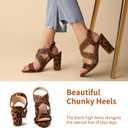 Trary Chunky Heels - Black, Red, Brown Sandals for Women's Homecoming & Prom - Comfortable High Heels with Elastic Ankle Strap (8, Leopard)